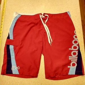 Billabong vintage red white blue board shorts size 34
